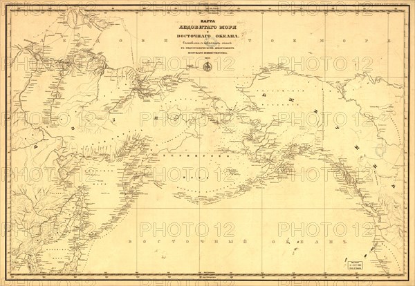 General map of the Arctic Sea and the Vostochnago Ocean, 1844. Creator: Unknown.