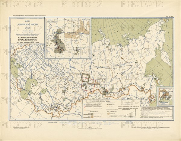 Coal industry on January 1, 1933, 1934. Creator: Mikhail Alekseevich TSvetkov.