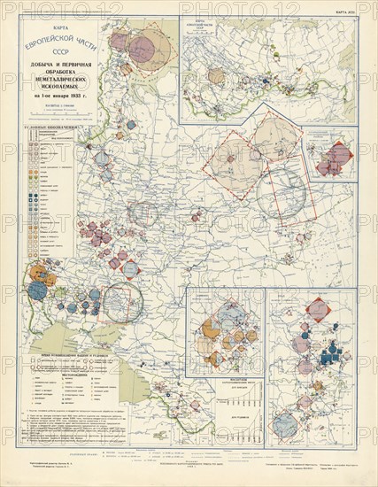 Extraction and primary processing of non-metallic minerals as of January 1, 1933, 1934. Creator: Mikhail Alekseevich TSvetkov.