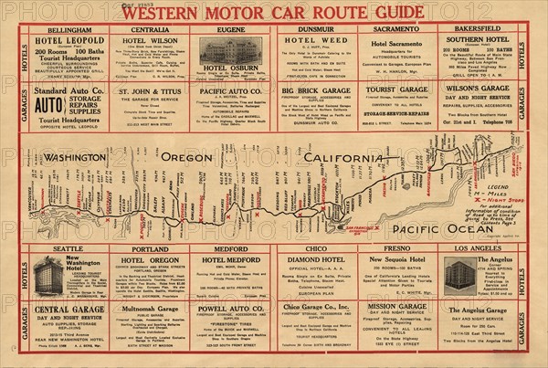 Western motor car route guide, (1915?). Creator: Unknown.