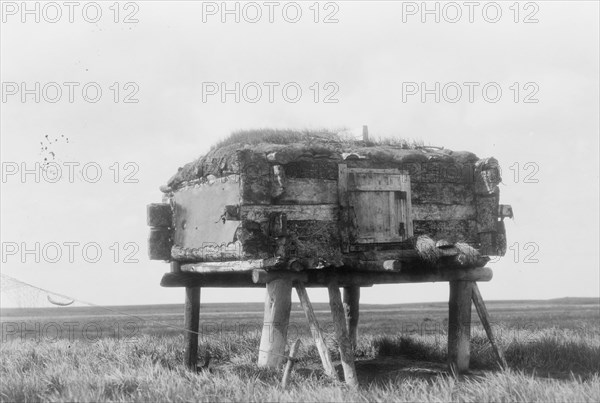 Food caches, Hooper Bay, Alaska, c1929. Creator: Edward Sheriff Curtis.