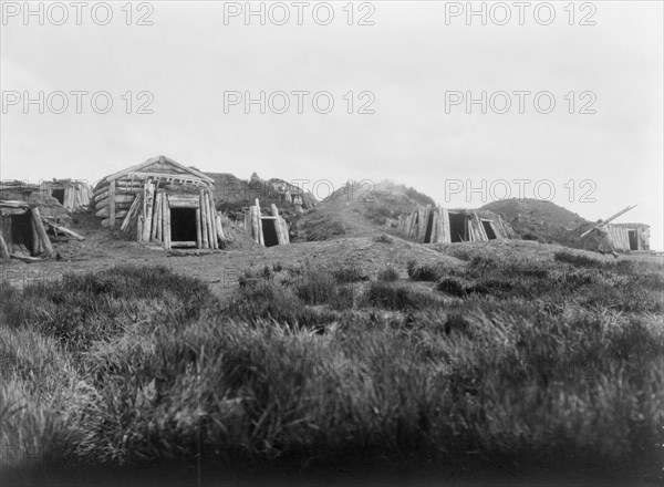 Hooper Bay homes, Hooper Bay, Alaska, c1929. Creator: Edward Sheriff Curtis.