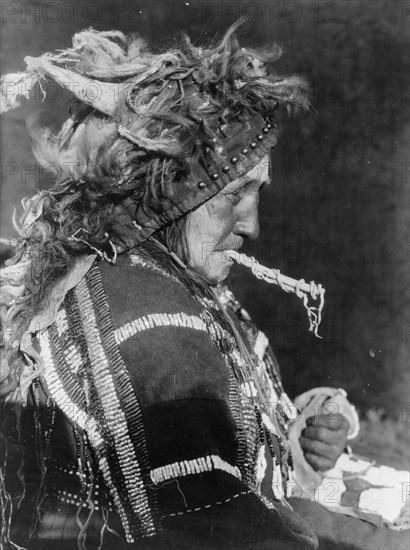 Head-dress of Matóki Society-Blood, c1927. Creator: Edward Sheriff Curtis.