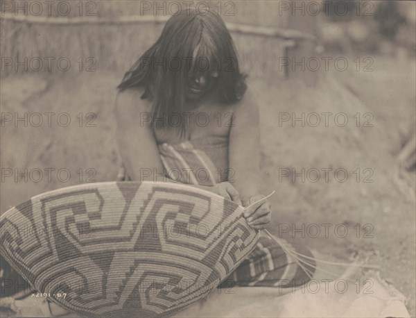 Havachach weaving (Maricopa Tribe, Arizona), 1907 Creator: Edward Sheriff Curtis.