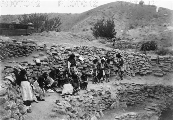 Flute dancers at Tureva Spring (B), c1905. Creator: Edward Sheriff Curtis.