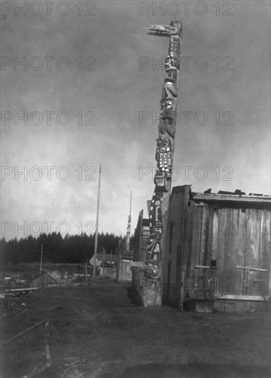 Qagyuhl village at Fort Rupert, c1914. Creator: Edward Sheriff Curtis.