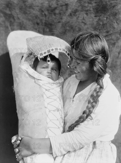 Achomawi mother and child, c1923. Creator: Edward Sheriff Curtis.