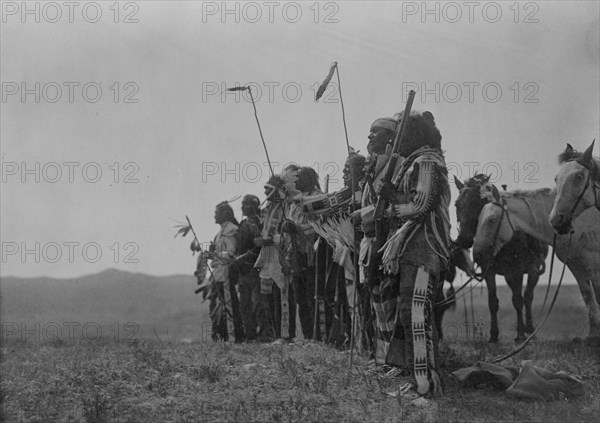 Awaiting the scouts return, Atsina, c1908. Creator: Edward Sheriff Curtis.