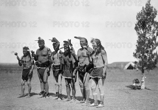 Arikara medicine ceremony-the Bears, c1908. Creator: Edward Sheriff Curtis.