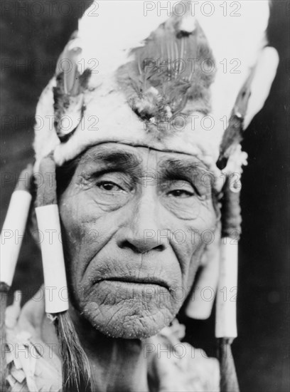 A Klamath head-dress, c1923. Creator: Edward Sheriff Curtis.