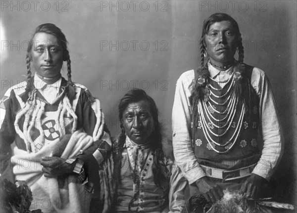 Spotted Eagle, Heavy Gun, and Robert Calf Robe, c1910. Creator: Edward Sheriff Curtis.