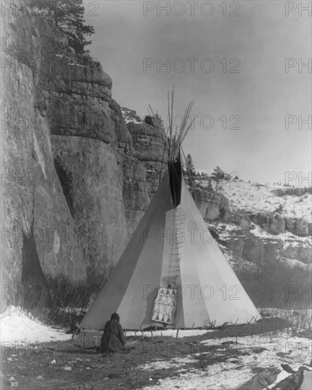 Hide stretching-Apsaroke, c1908. Creator: Edward Sheriff Curtis.