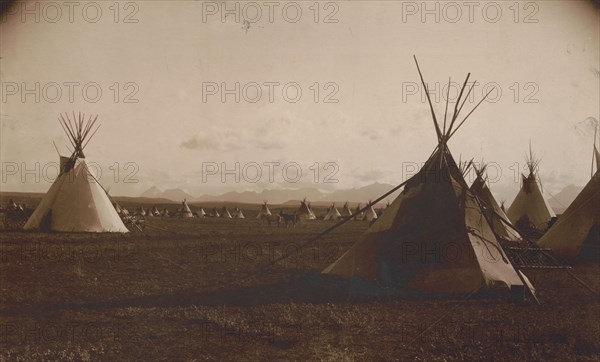 Piegan encampment, c1900. Creator: Edward Sheriff Curtis.