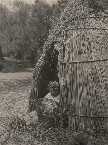 Construction of a tule shelter-lake Pomo, 1924. Creator: Edward Sheriff Curtis.