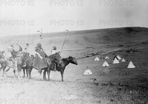 War party's farewell-Atsina, c1908. Creator: Edward Sheriff Curtis.