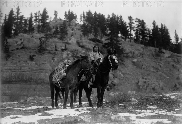 Pack horse [i.e., packhorse]-Apsaroke, c1908. Creator: Edward Sheriff Curtis.