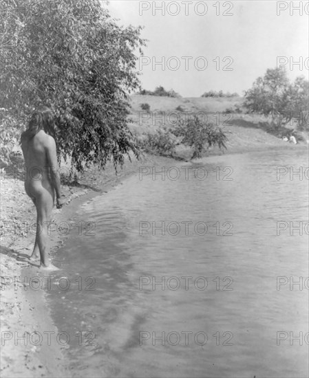 The bather-Mandan, c1908. Creator: Edward Sheriff Curtis.