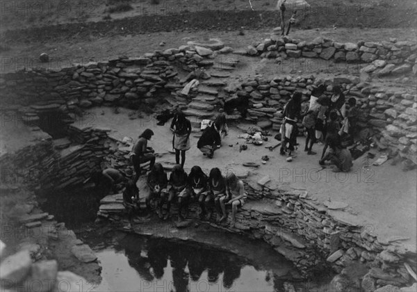 Flute ceremony at Tureva Spring, Middle Mesa, c1905. Creator: Edward Sheriff Curtis.