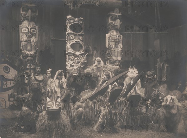 Masked dancers-Qagyuhl, c1914. Creator: Edward Sheriff Curtis.