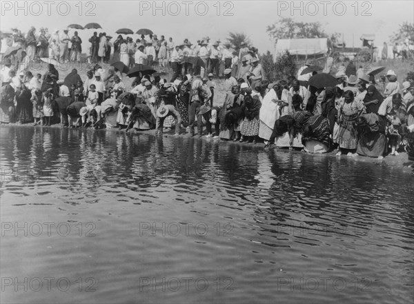 At the pool, animal dance-Cheyenne, c1927. Creator: Edward Sheriff Curtis.