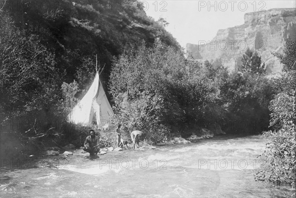 The river camp, c1905. Creator: Edward Sheriff Curtis.