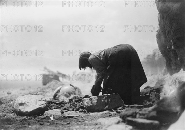 Potter building her kiln, c1906. Creator: Edward Sheriff Curtis.