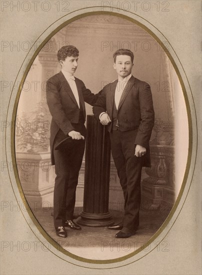 Two young men in civilian suits, 1892. Creator: Bogdanovich.