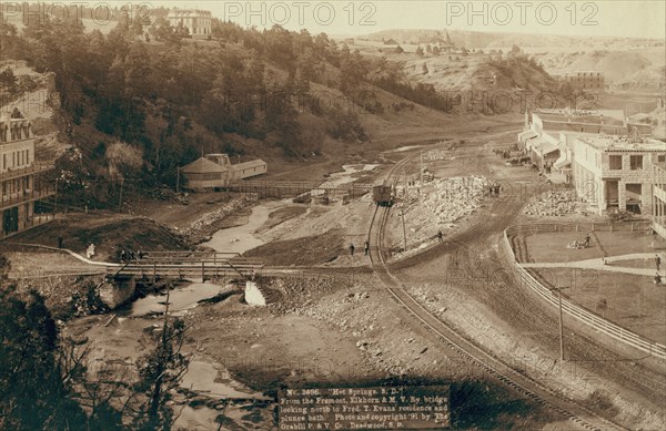 Hot Springs, SD From the Fremont, Elkhorn and MV Ry bridge looking north to Fred..., 1891. Creator: John C. H. Grabill.