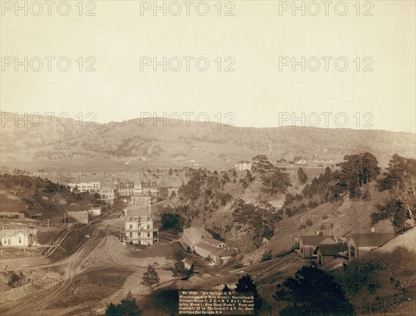 Hot Springs, SD Minnekahta, Ave Bath house 1; Sanitarium 2; Gillespie House 3; FE and MV..., 1891. Creator: John C. H. Grabill.