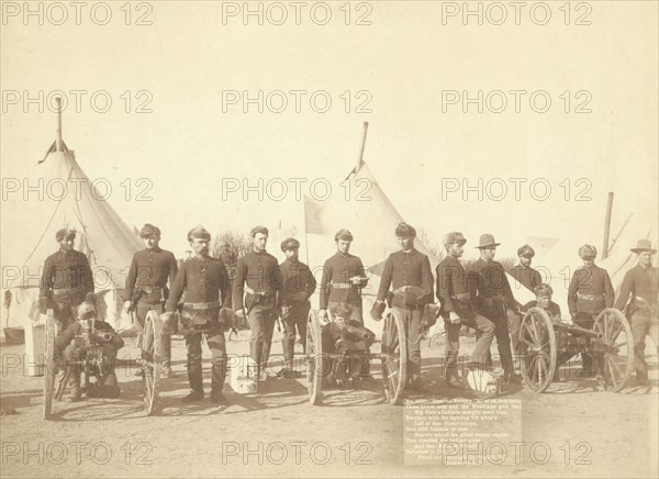 Famous Battery "E" of 1st Artillery These brave men and the Hotchkiss gun that Big Foot's..., 1891. Creator: John C. H. Grabill.