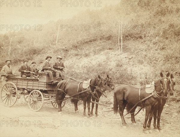 Wells Fargo Express Co Deadwood Treasure Wagon and Guards with $250,000 gold bullion..., 1890, 1890. Creator: John C. H. Grabill.