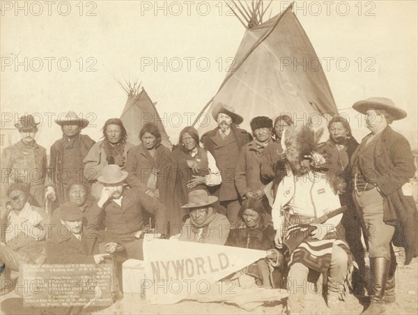 Indian chiefs and US officials 1 Two Strike 2 Crow Dog 3 Short Bull 4 High Hawk 5 Two Lance..., 1891 Creator: John C. H. Grabill.