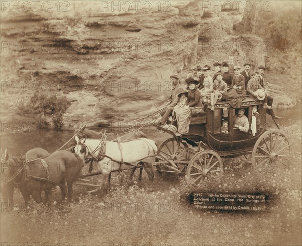 Tallyho Coaching Sioux City party Coaching at the Great Hot Springs of Dakota, 1889. Creator: John C. H. Grabill.