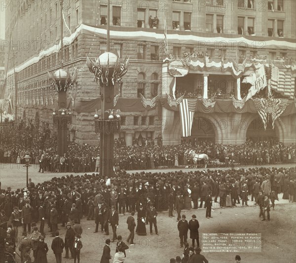 The Columbian Parade Oct 20th, 1892 Forming of parade on lake front 100,000 people..., 1892. Creator: John C. H. Grabill.