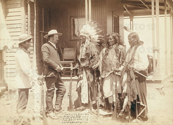 The Interview Standing Elk, No 1; Running Hog, No 2; Little Wolf, No 3..., between 1887 and 92. Creator: John C. H. Grabill.