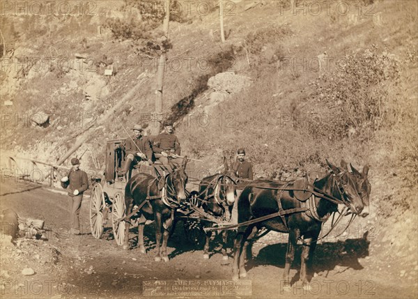 The US Paymaster and Guards on Deadwood road to Ft Meade, 1888. Creator: John C. H. Grabill.
