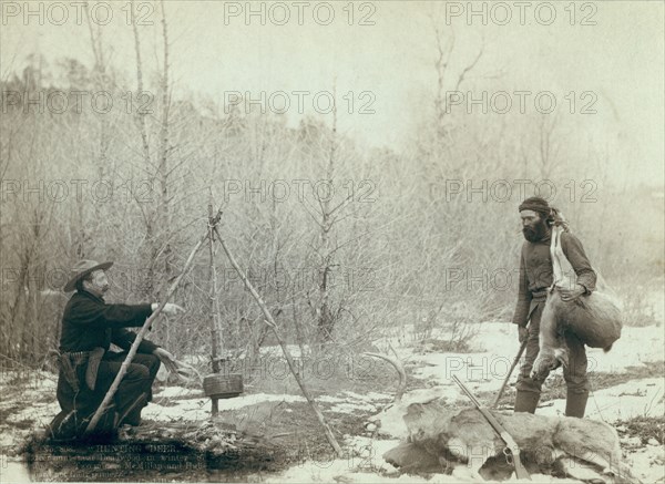 Hunting Deer A deer hunt near Deadwood in winter '87 and '88 Two miners McMillan and..., 1888. Creator: John C. H. Grabill.