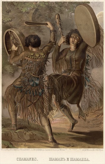 Shaman and shamanka, 1862. Creator: Karlis Huns.