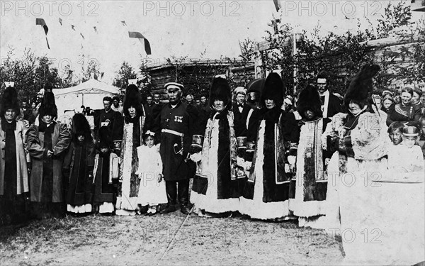 Yakuts on a holiday, late 19th cent - early 20th cent. Creator: I Popov.