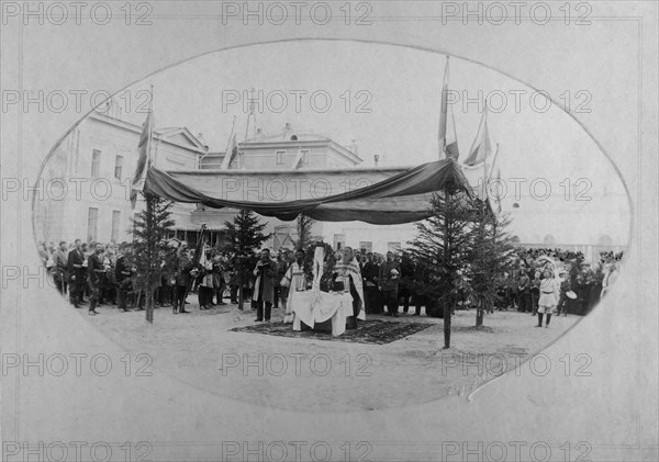 Irkutsk Voluntary Fire Society. Prayer service on July 8, 1894...., 1894. Creator: R Prorokov.