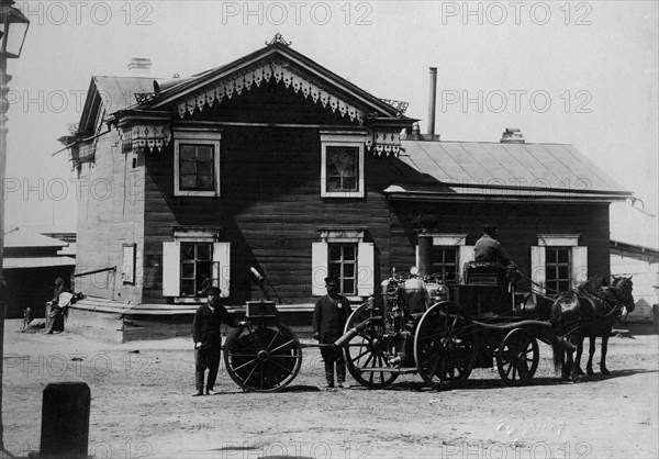 Irkutsk police fire brigade. Steam fire pipe and Arsenal well, 1894. Creator: R Prorokov.