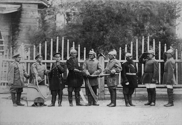 Irkutsk police fire brigade. Uniform: home uniform, fire-work uniform, dress uniform, 1894. Creator: R Prorokov.