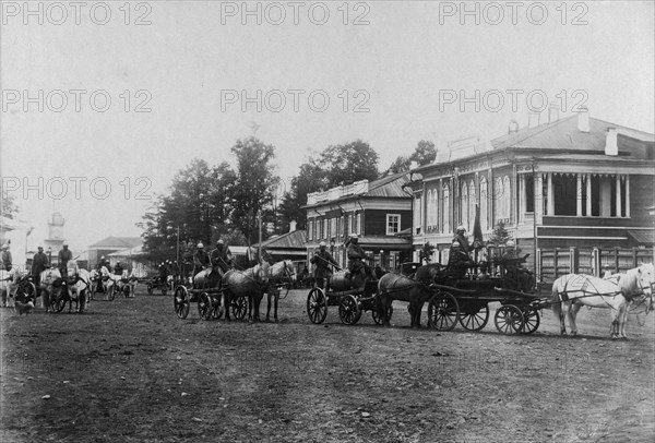 Irkutsk police fire brigade. Convoy of the second division, 1894. Creator: R Prorokov.
