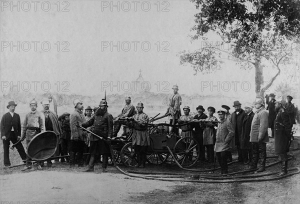 Squad of the Irkutsk Voluntary Fire Society, 1894. Creator: R Prorokov.