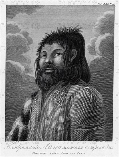 Illustration of an Ainu Man From Esso Island, 1813. Creator: Jegor Skotnikoff.