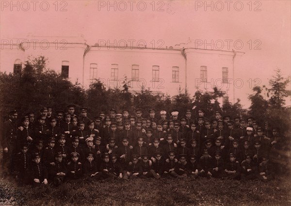 Group of Pupils in the First Four Grades in the School Garden, 1889. Creator: N Terekhov.