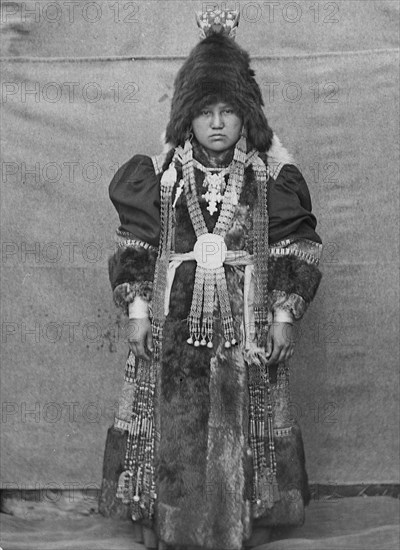 Yakut woman in festive attire, 1890. Creator: Unknown.
