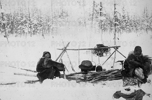 Bonfire in the woods, 1890. Creator: Unknown.