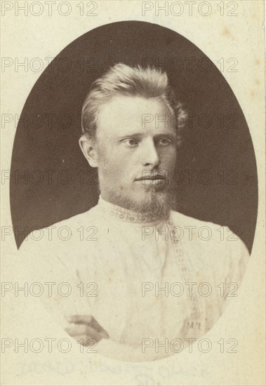 Ivan Cherniavski, head-and-shoulders portrait, facing right, between 1880 and 1886. Creator: Unknown.