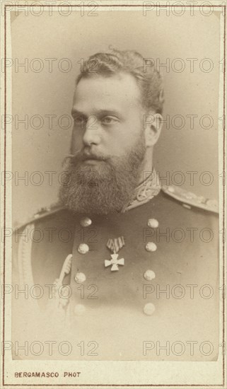Grand Duke Aleksei Aleksandrovich, head-and-shoulders portrait, facing left, between 1870 and 1880. Creator: Unknown.